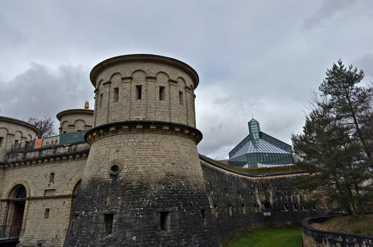a photo of the Fort Thüngen with the Mudam museum visible in the background, Luxembourg, photo by Next Level of Travel