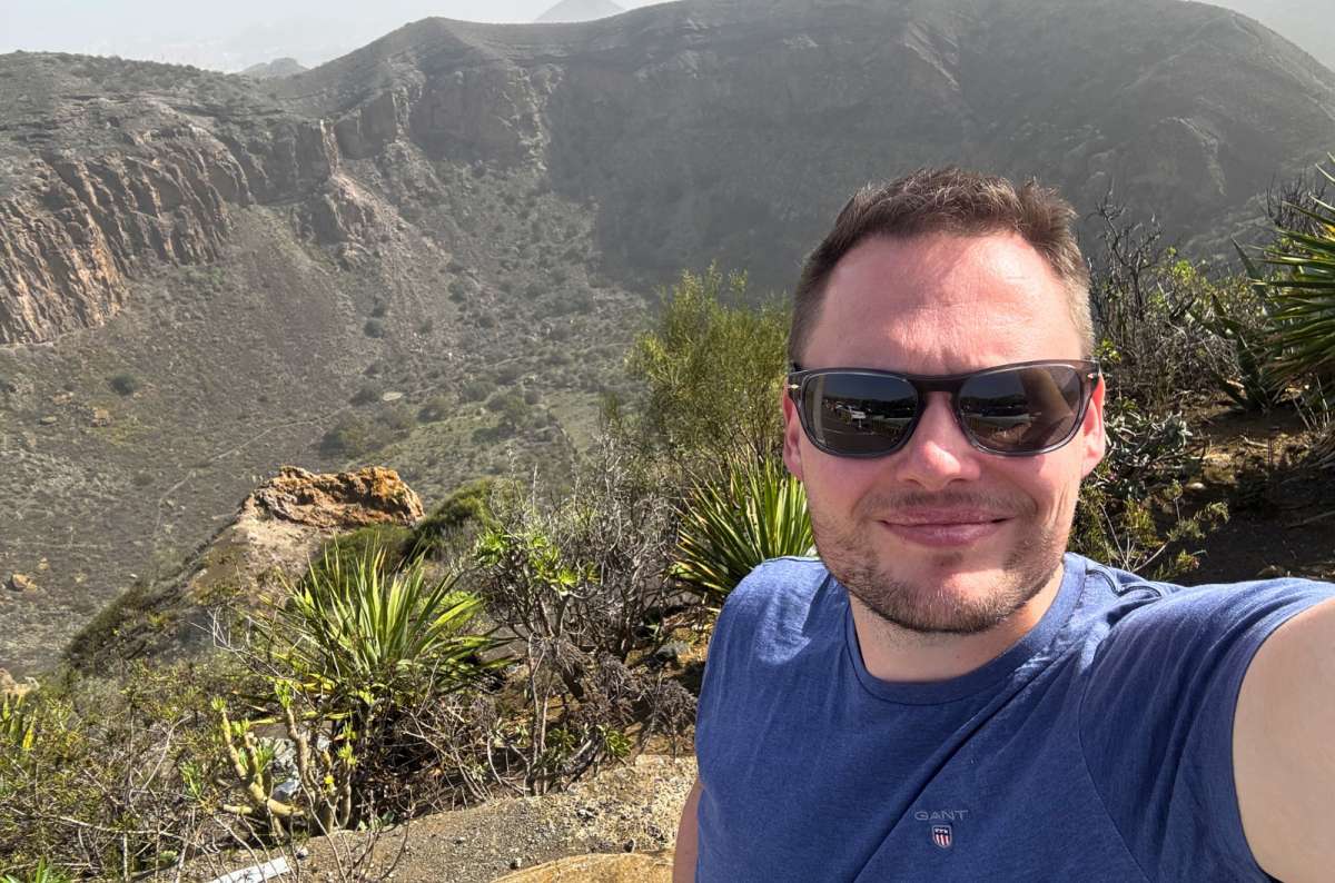 Tourist overlooking Caldera de Bandama volcanic crater, Gran Canaria, Spain, showcasing the natural wonders in Gran Canaria, photo by Next Level of Travel