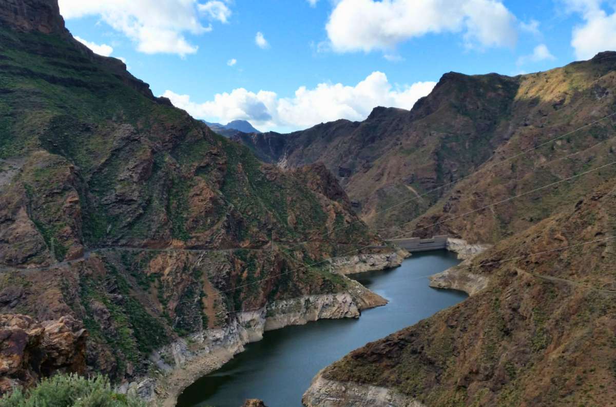 View of the Chira Reservoir from Mirador del Molino, Gran Canaria, Spain