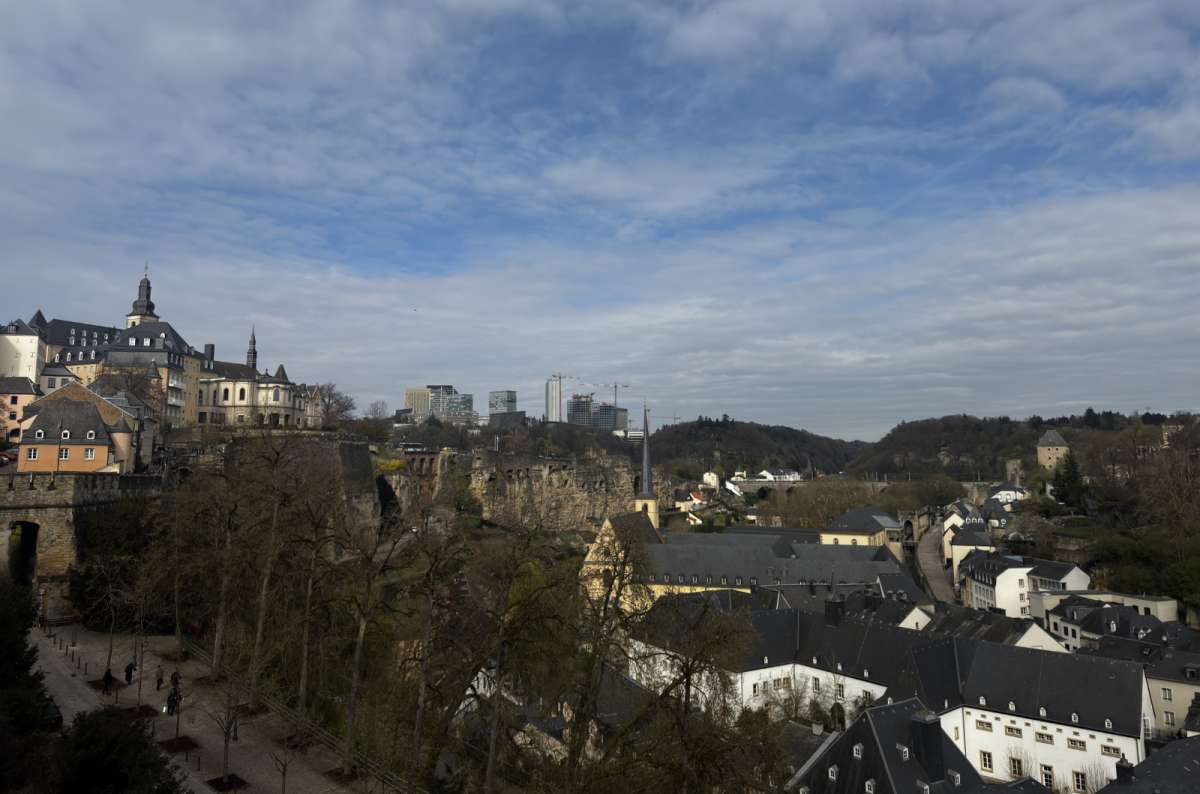 Panoramic view of the old town and Alzette valley from the Chemin de la Corniche, Luxembourg City, Luxembourg, photo by Next Level of Travel