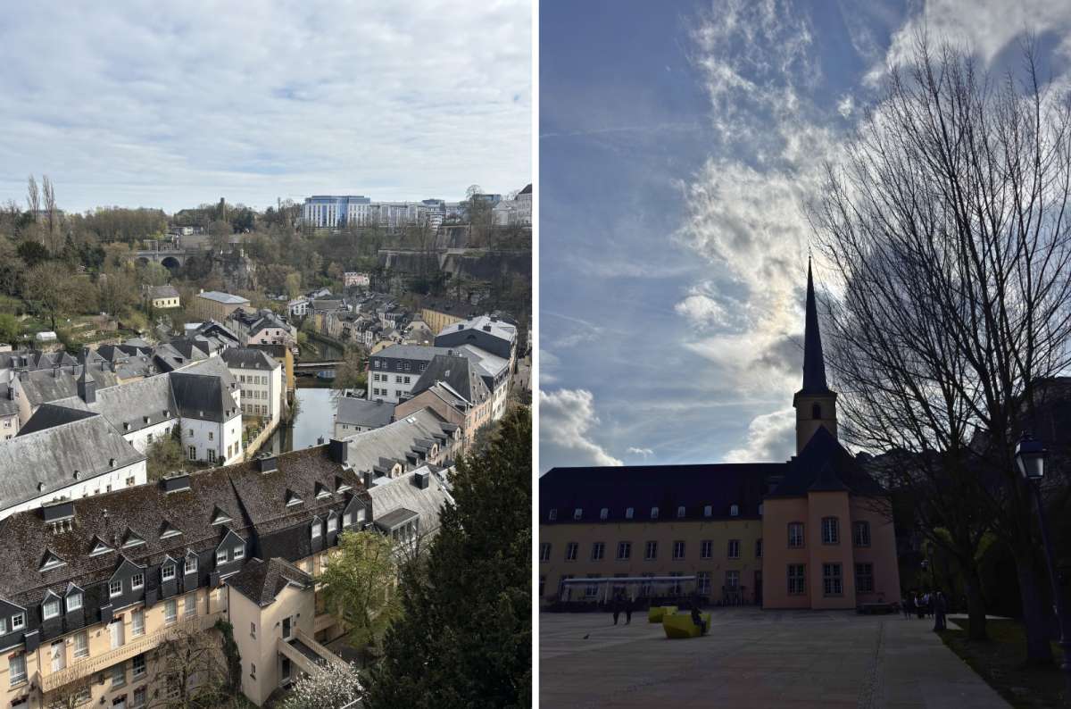 Rooftops and the river of the Grund lower town beneath the cliffs, Luxembourg City, Luxembourg, photo by Next Level of Travel