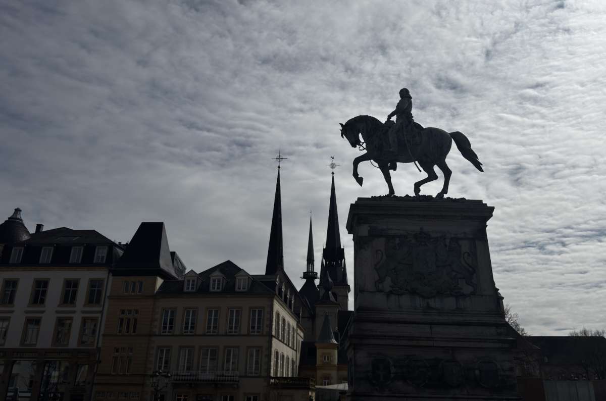 The equestrian statue and buildings of Place Guillaume II, Luxembourg City, Luxembourg, photo by Next Level of Travel