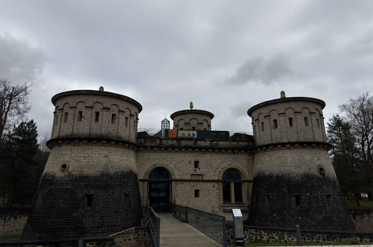 The twin-towered gate of the Dräi Eechelen fort (Fort Thüngen), Kirchberg, Luxembourg City, Luxembourg, photo by Next Level of Travel