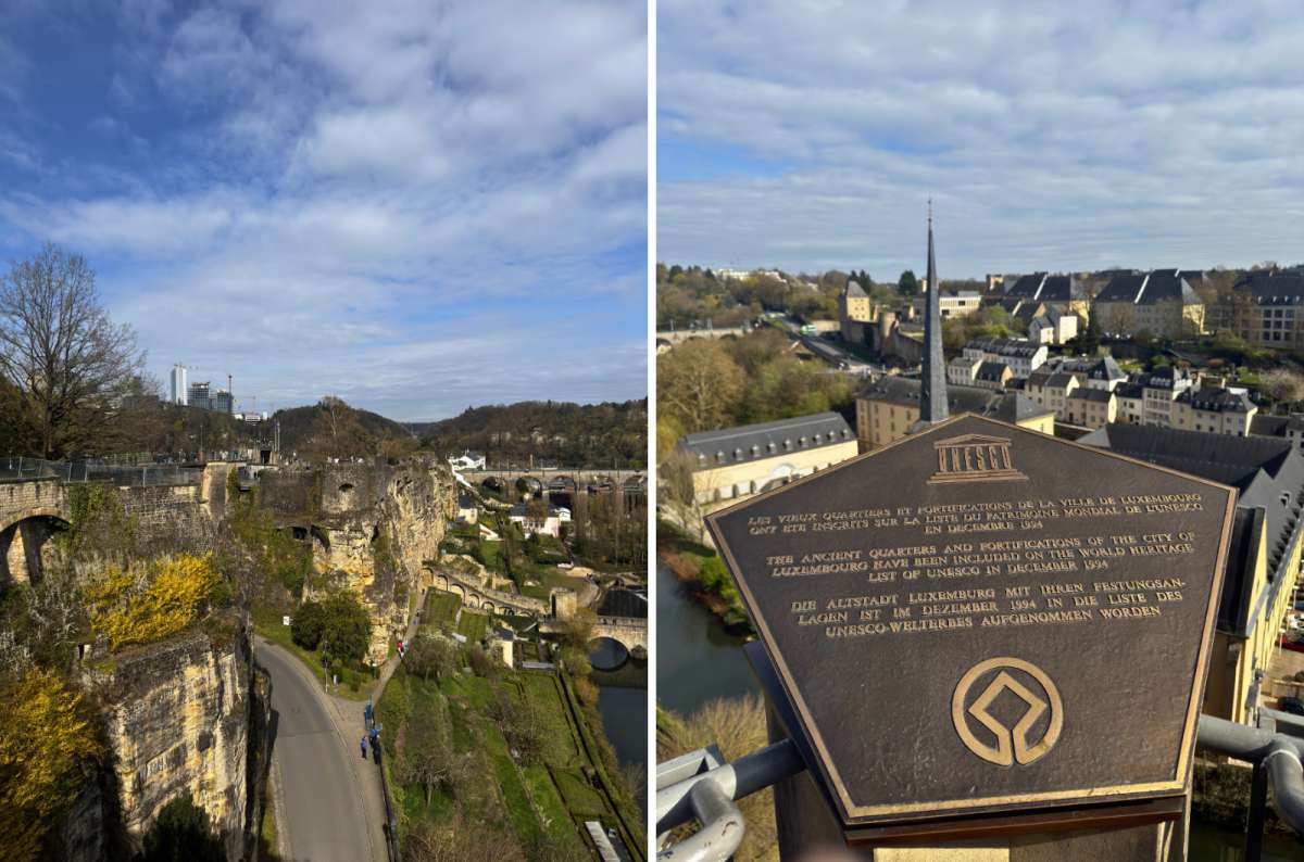 a photo of the Bock casemates cliff above the Grund district in the Alzette valley, Luxembourg City, photo by Next Level of Travel