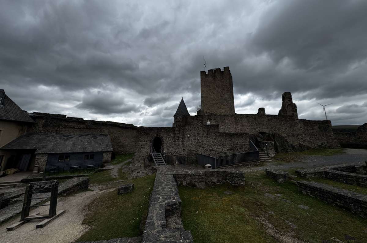 a photo of the ramparts of Bourscheid Castle above the northern valley, Bourscheid, Luxembourg, photo by Next Level of Travel