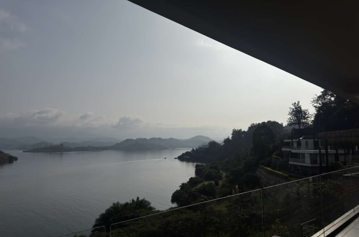 a photo of an infinity pool overlooking Lake Kivu and its islands, Lake Kivu, Rwanda, photo by Next Level of Travel