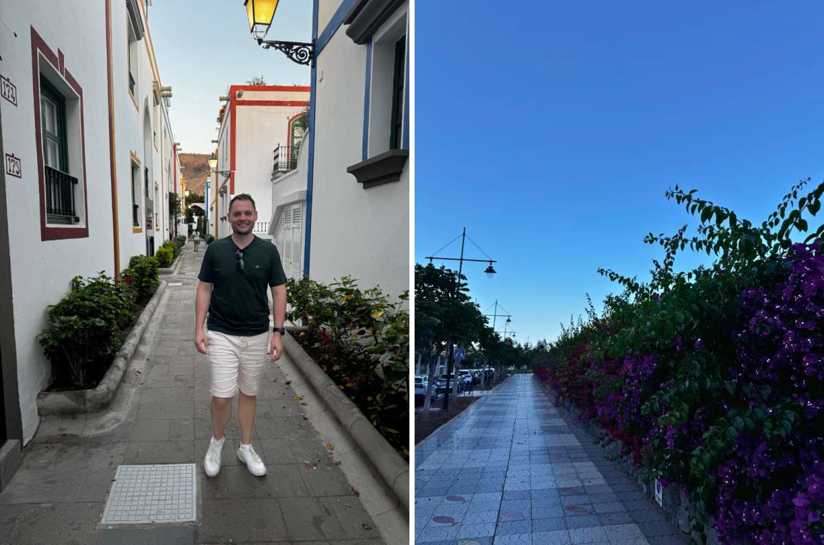photo of a tourist on a canal street and a promenade in Puerto de Mogán, Gran Canaria, photo by Next Level of Travel