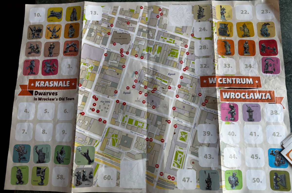 a close-up shot of the map used for the dwarf scavenger hunt in Wroclaw, Poland, photo by Next Level of Travel