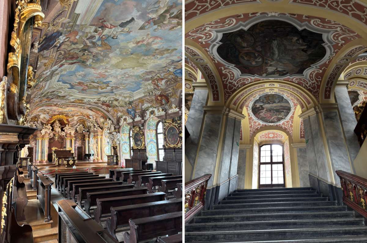 photos from the Museum of the University of Wroclaw showing the elegant golden decorations and frescoes on the interior, Poland, photo by Next Level of Travel