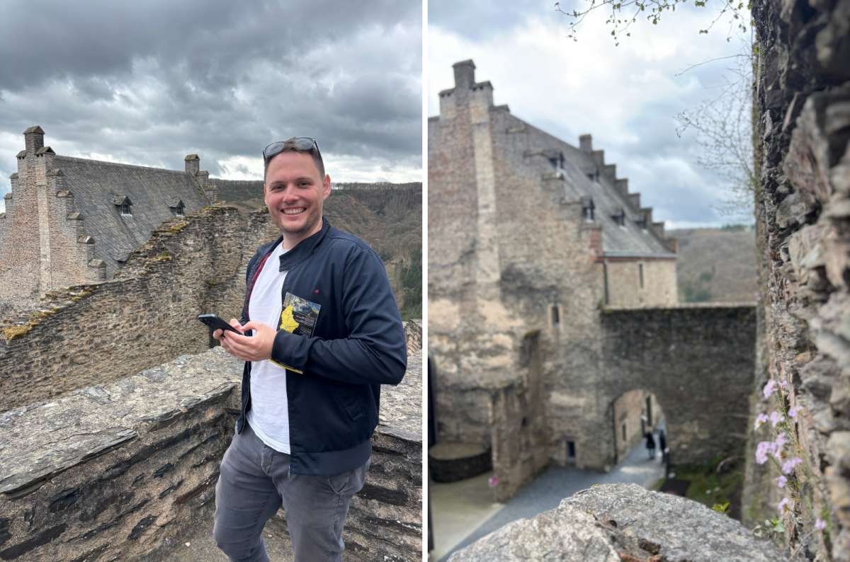 photo of a tourist in the Bourscheid Castle, Luxembourg, photo by Next Level of Travel