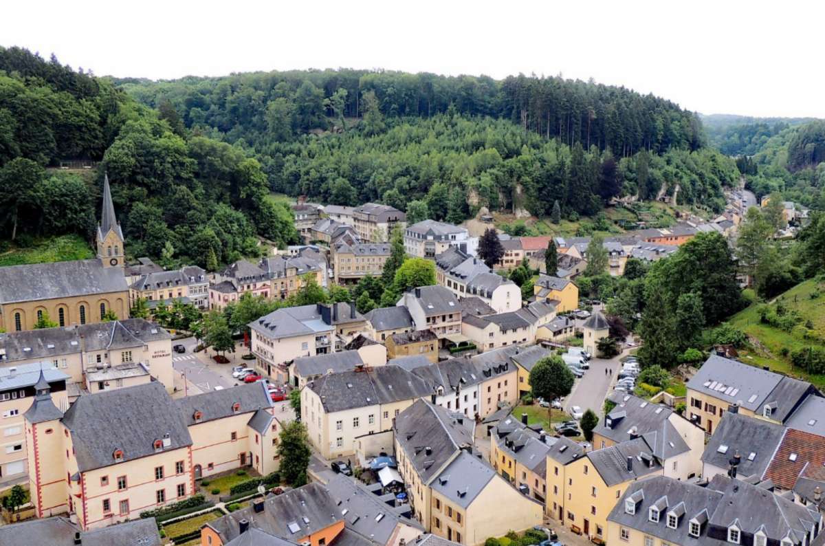 the town of Larochette seen from above, Luxembourg