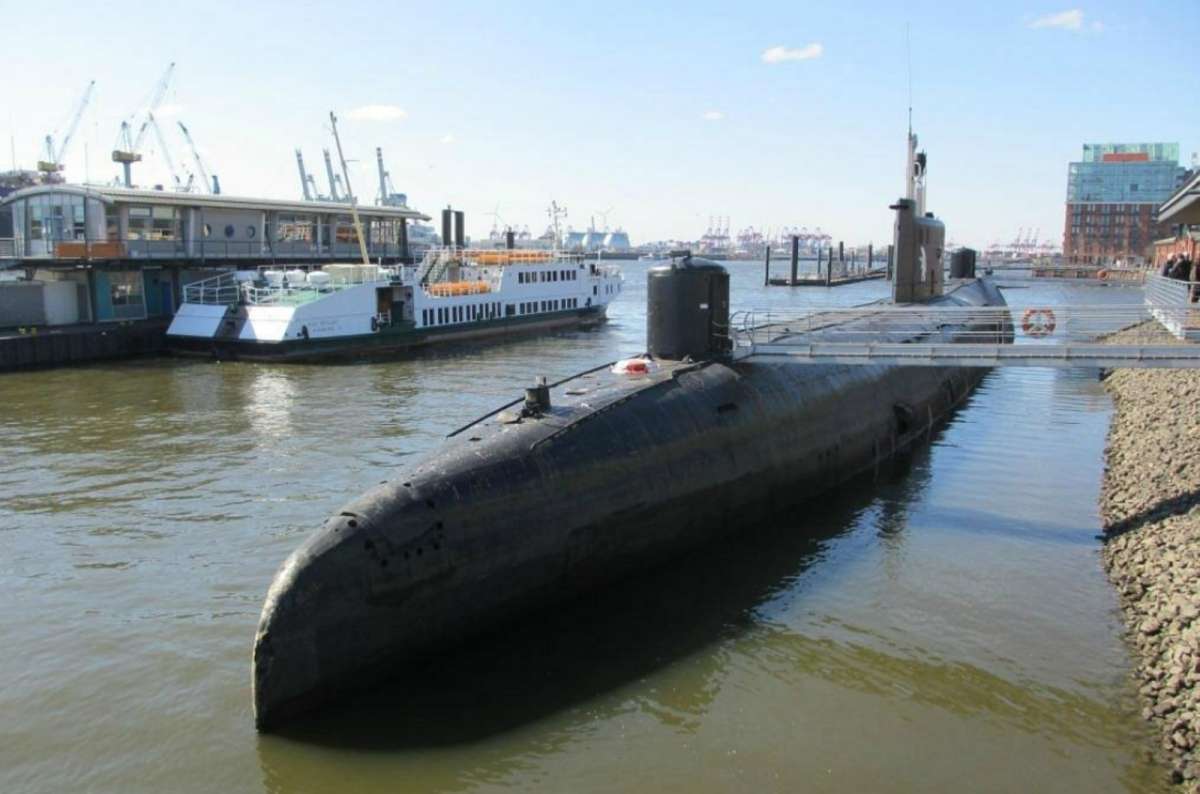 a photo of one of the famous U-Boat in its dedicated museum, Hamburg, Germany