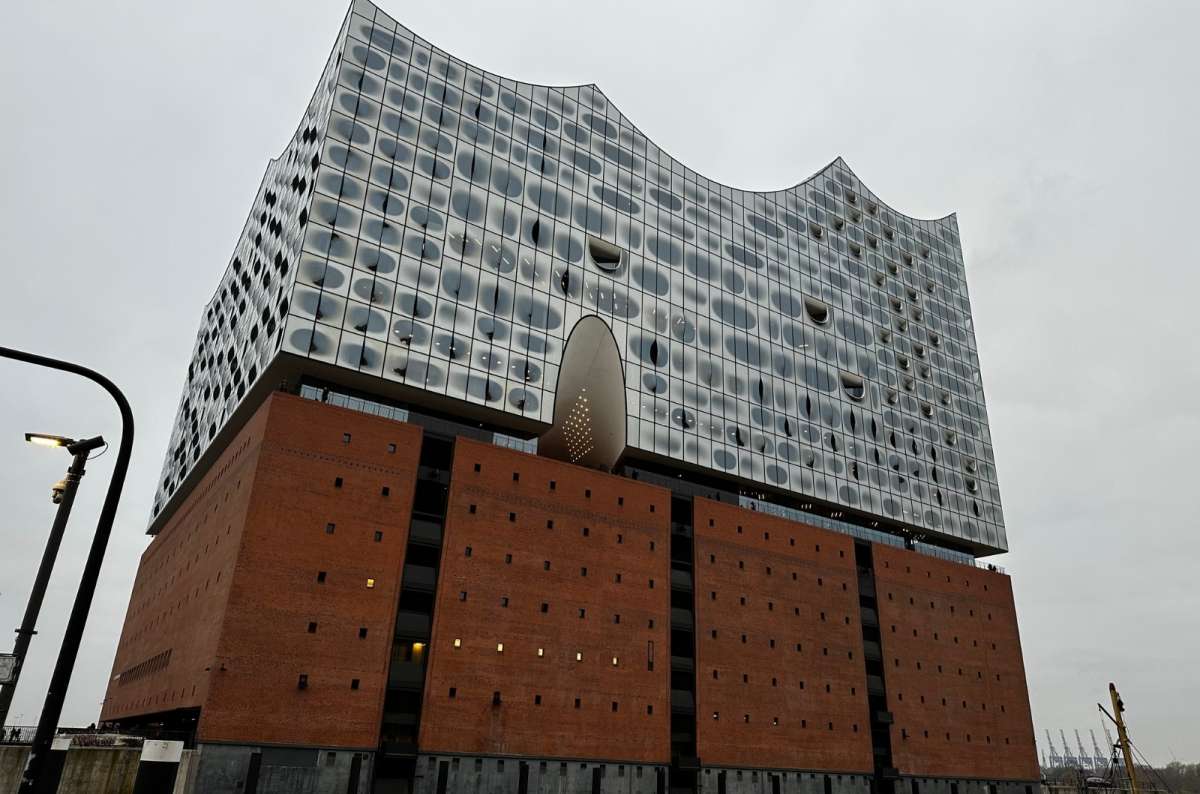 a photo of the Elbphillharmonie from the putside, showing its unique exterior, Germany, photo by Next Level of Travel