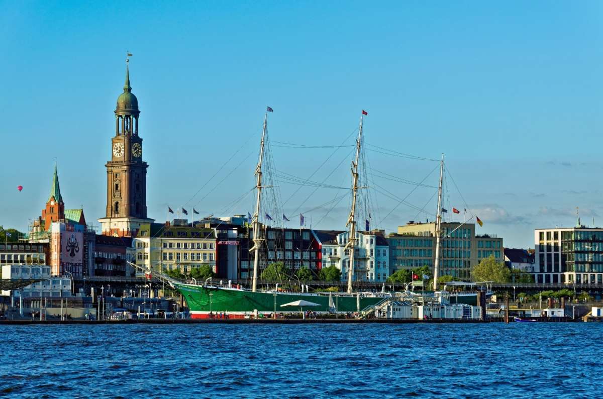 a photo of the Rickmer Rickmers boat in one of the Hamburg ports, Hamburg, Germany