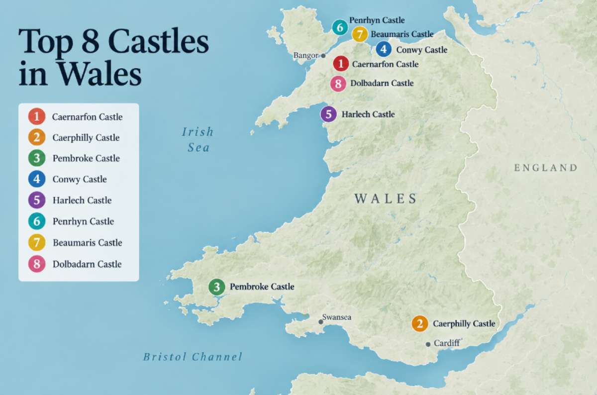 Map of Welsh castles, a photo by Next Level of Travel