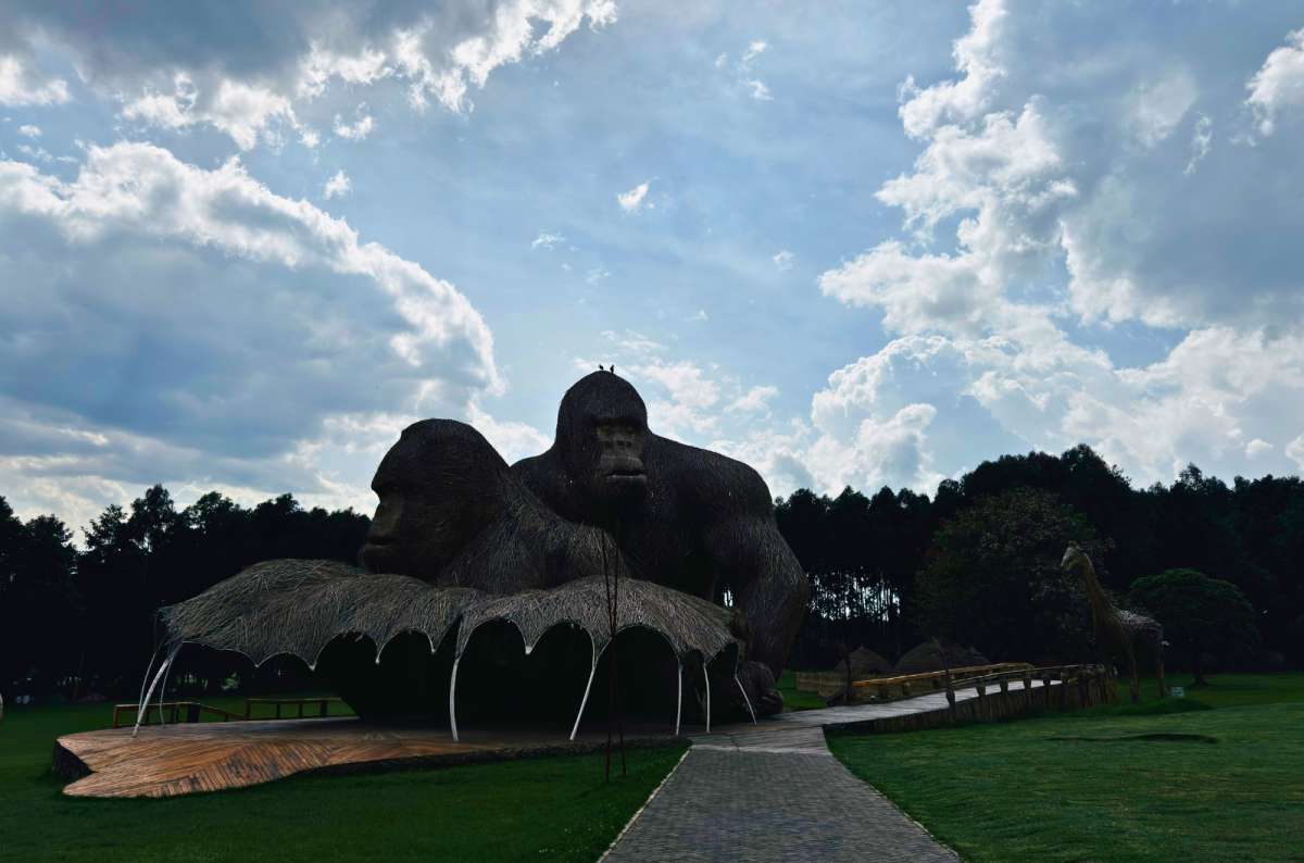 a photo of giant gorilla sculptures at Gorilla Sanctuary, Musanze, Rwanda, a photo by Next Level of Travel