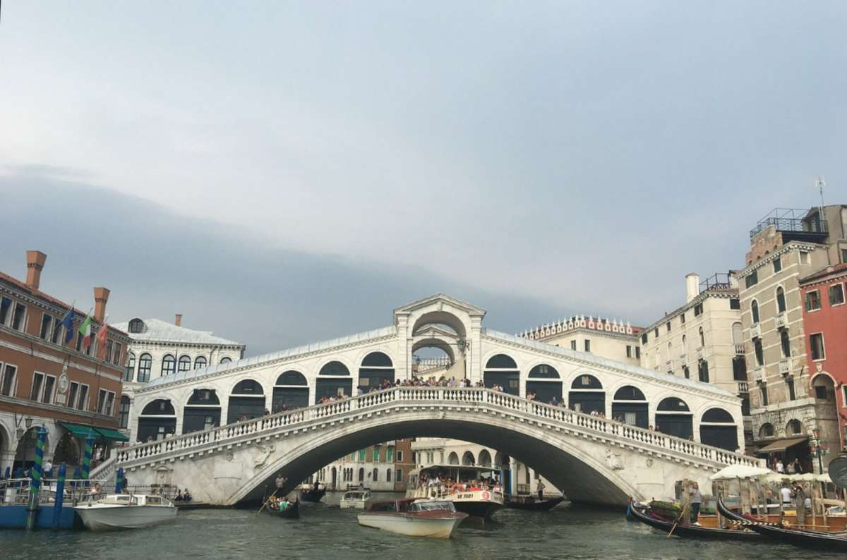 a photo of the Rialto Bridge over the Grand Canal
