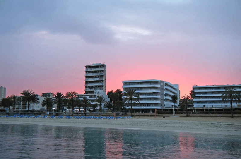 Magaluf beach during sunset
