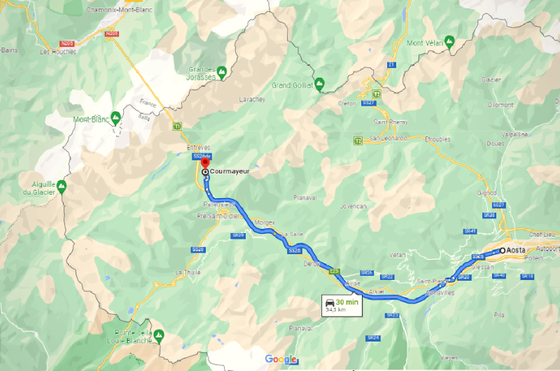 How to get to Mont Blanc from Aosta