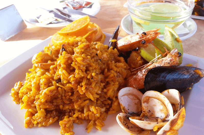 Seafood in a restaurant in Malaga, Spain