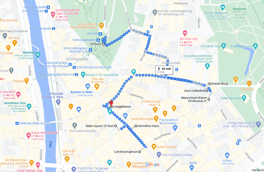 Graz City Map, Sightseeing Tour