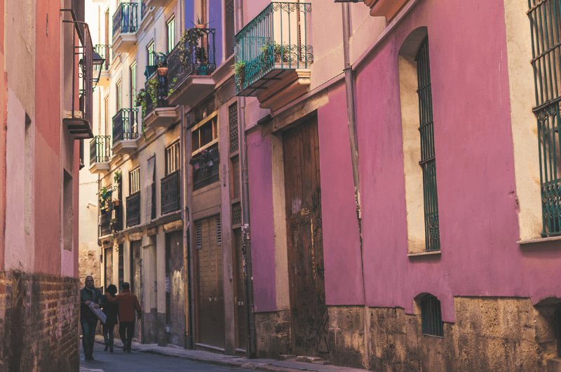 The streets of Valencia in Spain