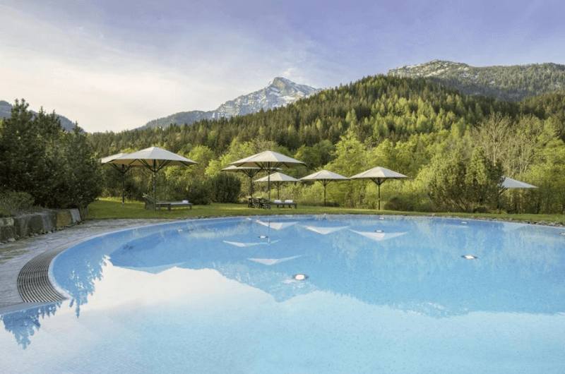 Kempinski Hotel Berchtesgaden, hotel with the pool in mountains 