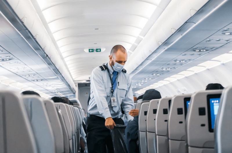 Inside a passenger flight 