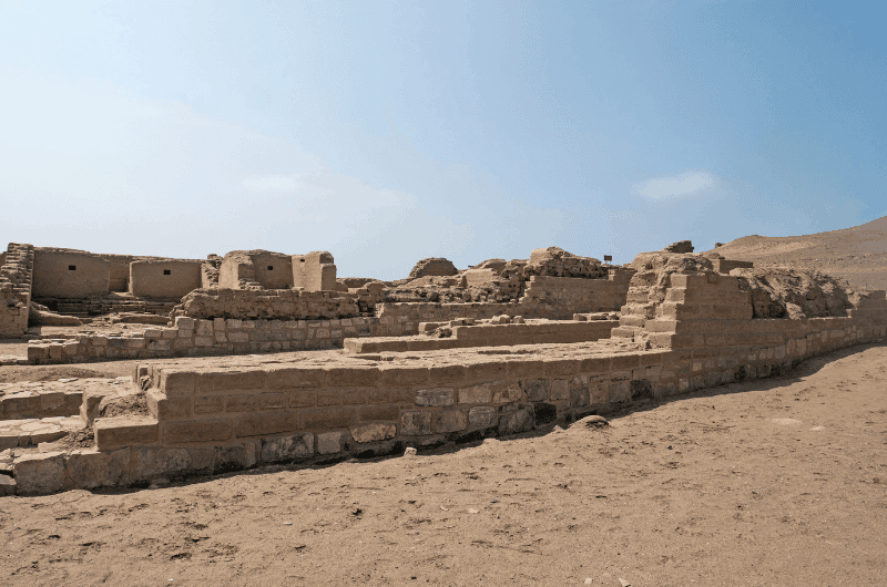 The ruins at the Archaeological Sanctuary of Pachacamac, Lima, Peru