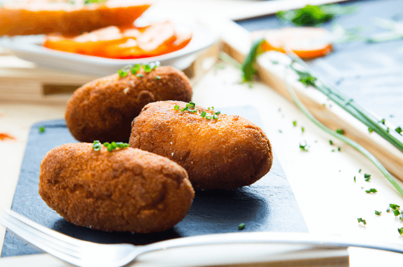 Croquettes on a plate, food in Belgium 