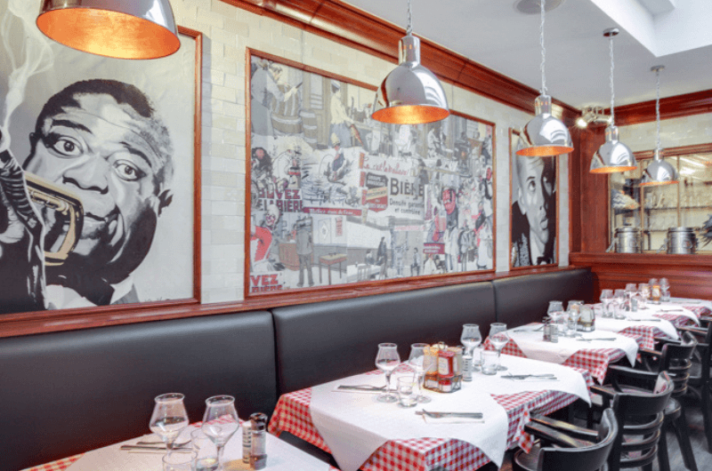 Interior of Le Rendez-Vous des Artistes, restaurant in Brussels 