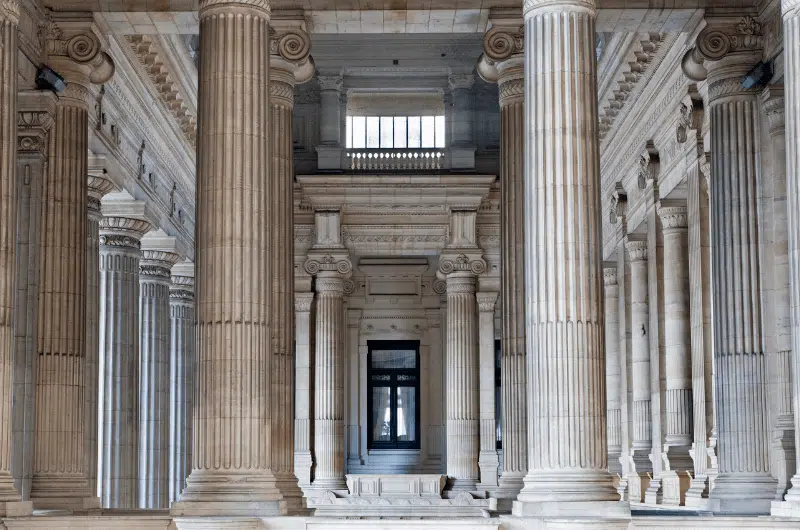 Columns in the interior of the Palace of Justice in Brussels 