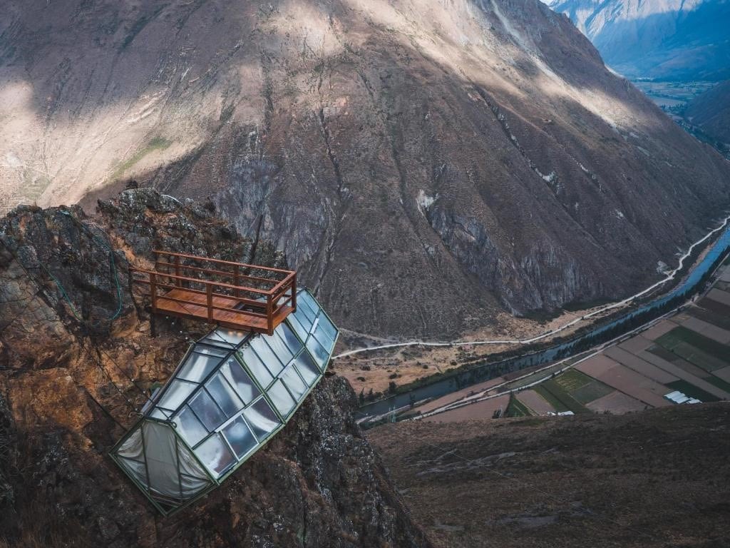 One of the pods on the cliff at Vertical Sky Luxury Suits in Sacred Valley in Peru