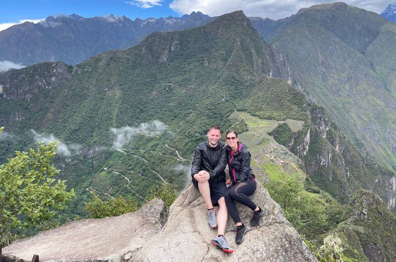 At the Huayna Picchu viewpoint above Machu Picchu in Peru