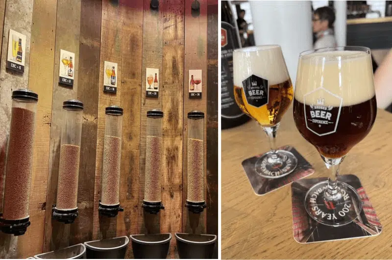 Hops smelling stations and beer tasting glasses at the Bruges Beer Experience 