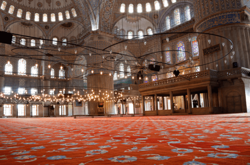 The interior of the Blue Mosque in Istanbul Turkey