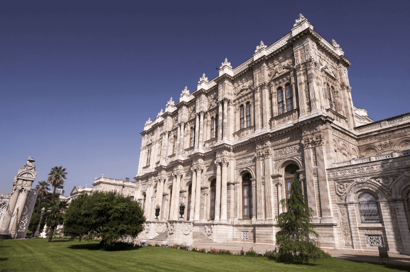 The exterior of the Dolmabahce Palace in Istanbul Turkey 