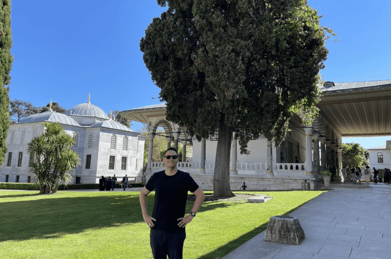 Inside the Topkapi Palace grounds during our visit to Istanbul Turkey