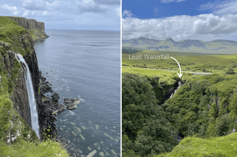 Views of Kilt Rock and Lealt Falls on Isle of Skye 