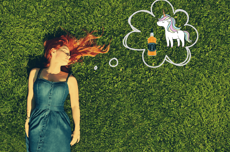 Redhead dreaming of unicorns and whisky 
