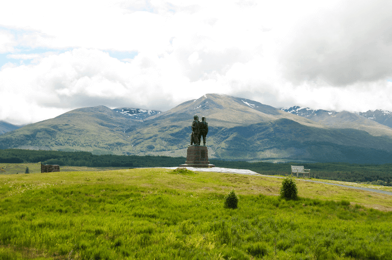 Commando Memorial with mountains in the background, Scotland 