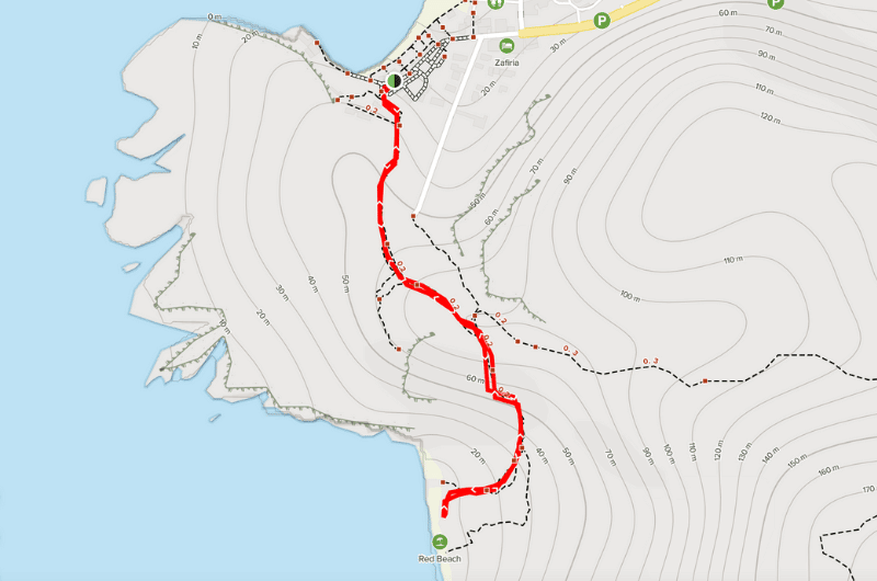 Map of Matala - Red Beach trail 