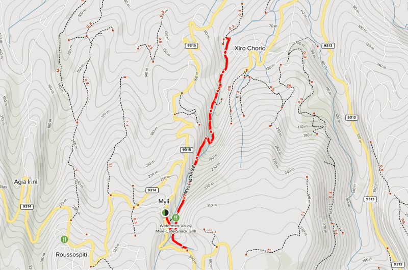 Map of Mili Gorge hike