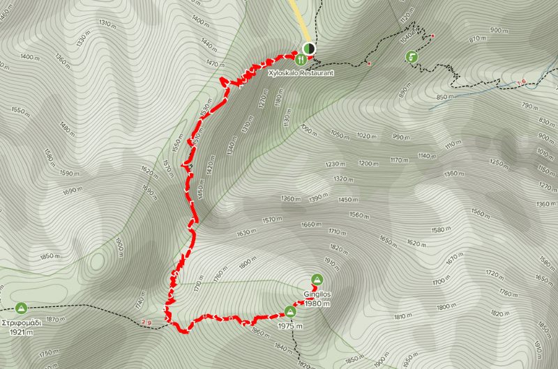 Map of Xyloskalo - Afchenas – Gigilos hike 