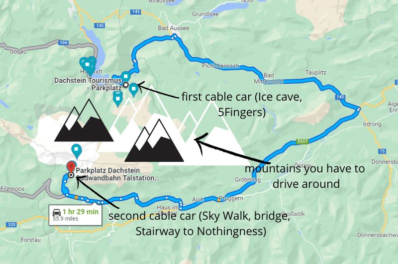Route to Dachstein panorama gondola, Austria best places to visit 
