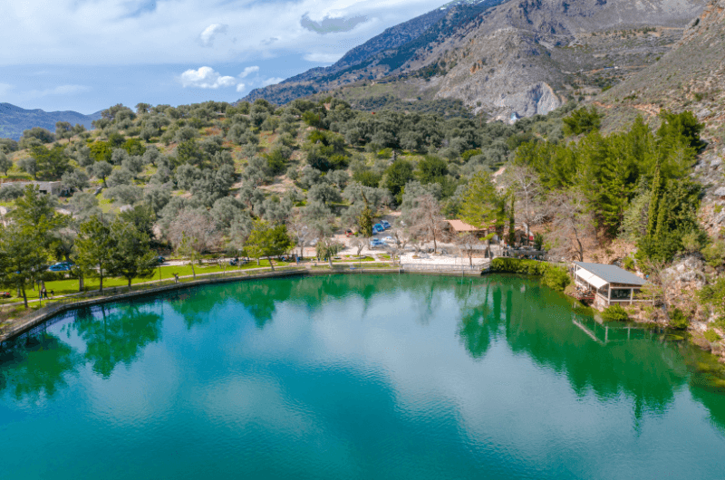 The lake of Zaros— start of the Rouvas Gorge hike, Crete