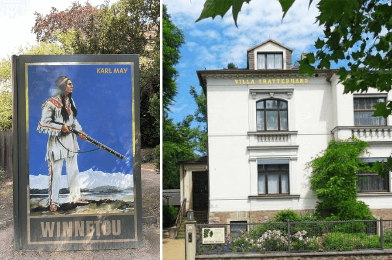 Villa Shatterhand and a poster of Winnetou, Dresden Germany 