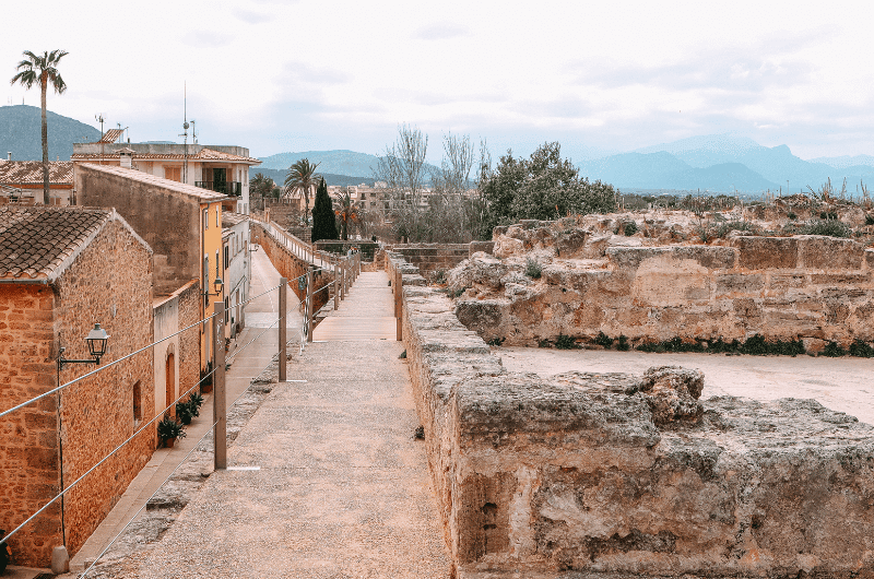 The walkway on the fortress walls of Alcudia, Mallorca 