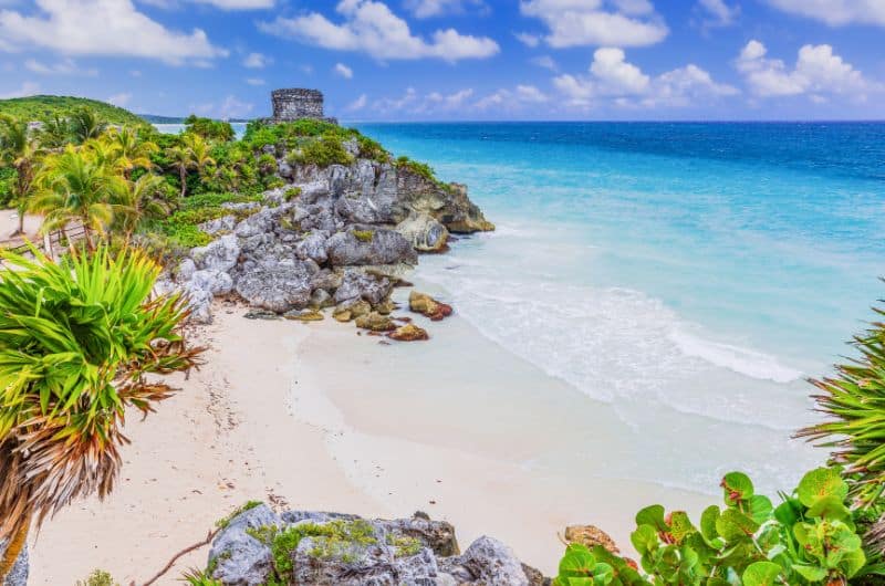 The beach at the city of Tulum in Yucatán, Mexico
