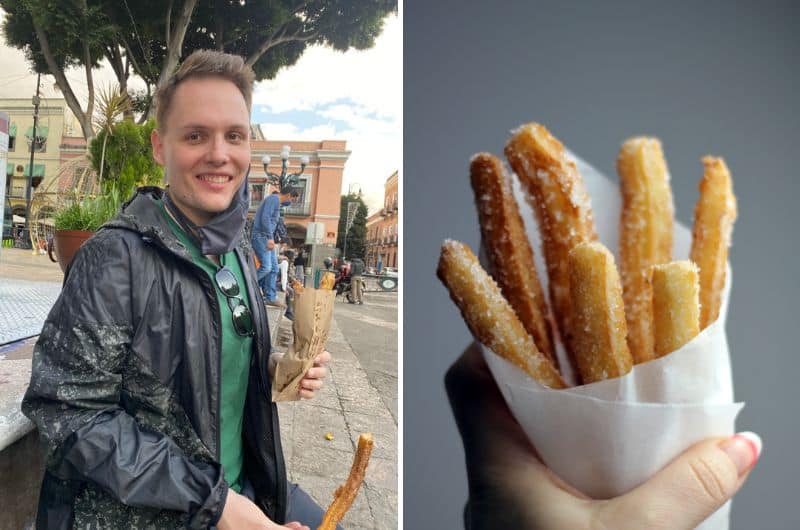Eating churros in Mexico